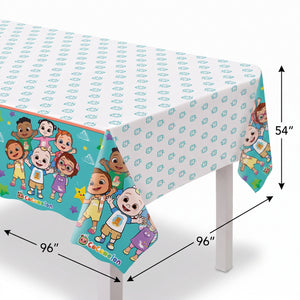 CoComelon Plastic Table Cover for Kids Birthday Parties, 54x96 inches