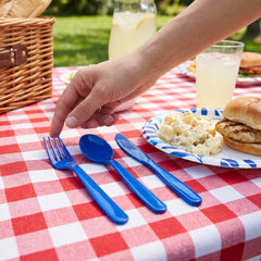 Bright Royal Blue Assorted Plastic Cutlery Set - 7.5 in. - 24 Pack