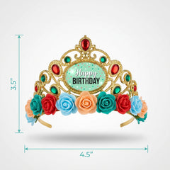 Light-Up Floral "Happy Birthday" Tiara for Kids