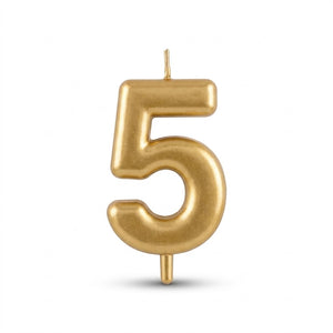 Gold Metallic Number 5 Birthday Candle