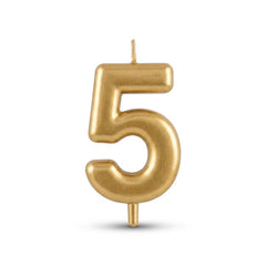 Metallic Gold Number 5 Birthday Candle | 3.25 In.