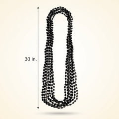 Black Metallic Bead Necklace, 30-Inch, 8-Pack