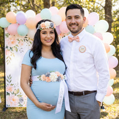 Soft Jungle Baby Shower Wearable Kit - Floral Sash, Headband & Bow Tie Set