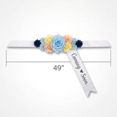 "Coming Soon" Pastel Floral Baby Shower Bump Sash