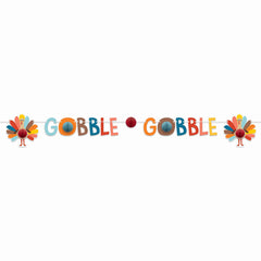 Festive "Gobble Gobble" Turkey Day Banner