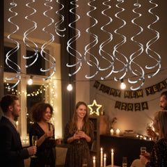 Silver Swirl Decorations - 12 Pack