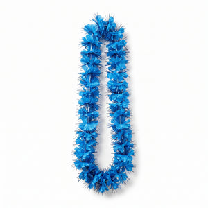 Sparkling Blue Tinsel Lei for Tropical Parties