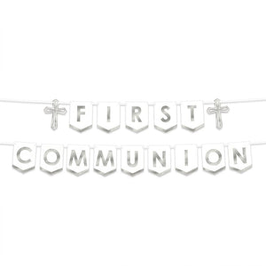 Elegant Silver First Communion Banner Set