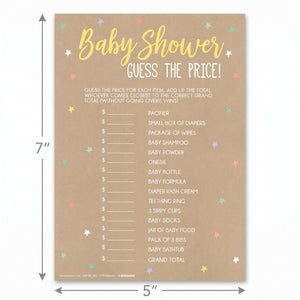 Guess the Price Baby Shower Game - 24 Fun Cards