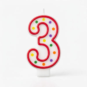 Colorful Polka Dot Number 3 Birthday Candle