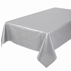 Silver Flannel-Backed Vinyl Tablecover - 52" x 90"