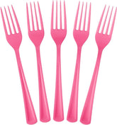 Unleashed - Heavy Duty Hot Pink Plastic Forks | 50 Count
