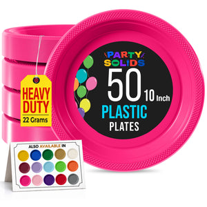 10 in. Cerise Plastic Plates | 50 Count