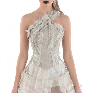 Bony Tattered Corset Top - L/XL, Perfect for Halloween