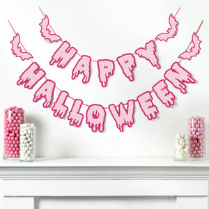 Pink Drip Letter Halloween Banner