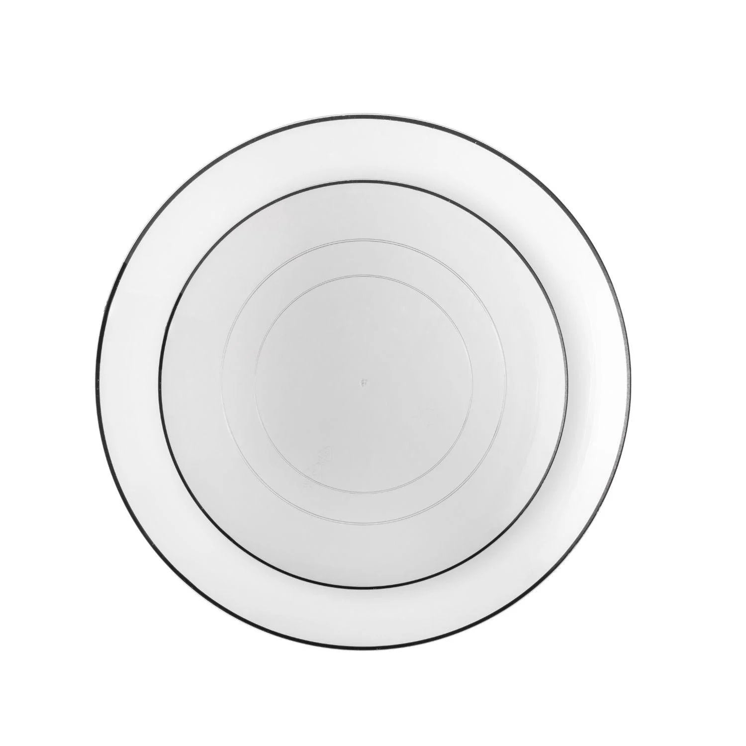 10 In. Classic Clear Design Plates Black Rim | 10 Count