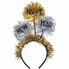 "Happy New Year" Tinsel Ball Headbopper Headband