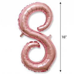Rose Gold Script Number 8 Balloon - Air-Filled Foil