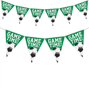 "Game Time!" Soccer Pennant Banner - 12ft Sports Party Decoration