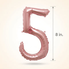 Rose Gold Script Number 5 Foil Balloon - 8 Inch Air-Filled