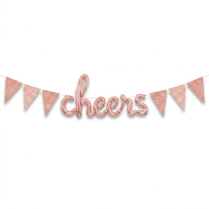 Rose Gold Sparkle Pennant Banner - 20 ft DIY Garland