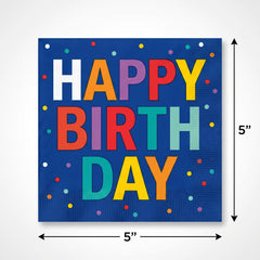 Bold Happy Birthday Beverage Napkins - 5 In. X 5 In.