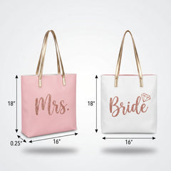 "Mrs." and "Bride" Reversible Tote Bag - Perfect for Weddings & Bachelorette Parties