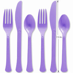 Vibrant Purple Plastic Cutlery Set - Assorted - 7.5 in.