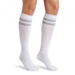 Silver Knee-High Athletic Socks - Team Spirit Striped