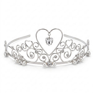 Elegant Bridal Heart Tiara with Gemstone Accents