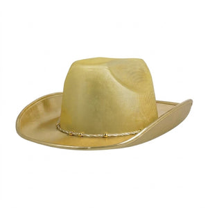 Gold Suede Cowboy Hat with Braided Cord - Perfect for Team Spirit Events