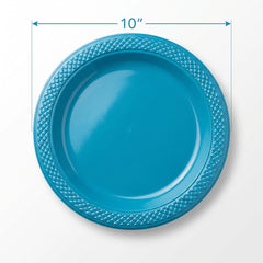 Caribbean Blue Round Plastic Dinner Plates - 10.25", 20 Count