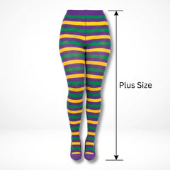 Plus Size Striped Tights - Mardi Gras Masquerade