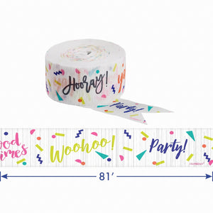Colorful "Hooray Yay" Crepe Streamers - 81ft