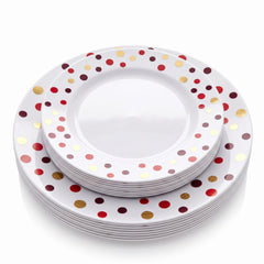 Premium Red Apple Plastic Plates - 20 Pack