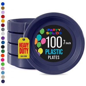 7 in. Navy Plastic Plates | 100 Count