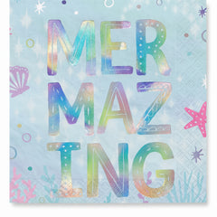 Shimmering Mermaids "Mermazing" Beverage Napkins - 16 Pack - 5 In. X 5 In.