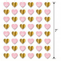 "It's a Girl" Metallic Gold & Pink Hanging String Decorations, 7-ft, 6-Pack
