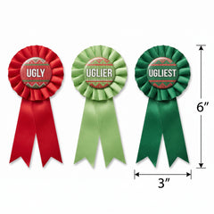 Festive Ugly Sweater Contest Award Ribbons - 3 Pack