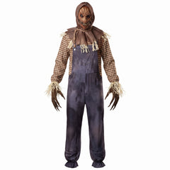 Men's Sinister Scarecrow Halloween Costume with Mask and Gloves