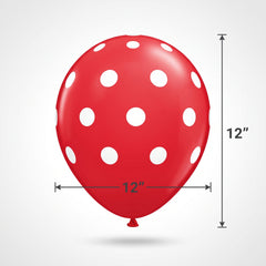 Red & White Polka Dot 12" Latex Balloons