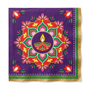 Diwali Rangoli Dream Beverage Napkins - 16 Pack - 5 In. X 5 In.