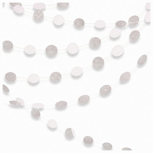 Frosty White Glitter Polka Dot String Decorations - 7-Inch, 6-Pack
