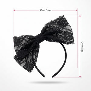 80s Lace Bow Headband - Retro Costume Accessory