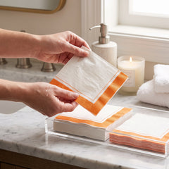 Premium Orange Buffet Guest Towel Napkins - 8 In. x 4 In.