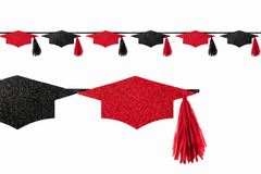 Red Grad Cap Tassel Banner - 12 In.