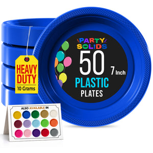 7 in. Dark Blue Plastic Plates | 50 Count