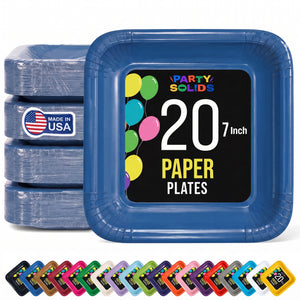7 In. Dark Blue Square Paper Plates - 20 Ct.