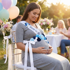 Blue Floral "Mom To Be" Bump Sash for Baby Shower
