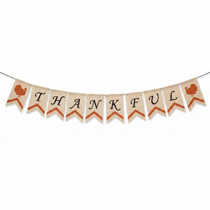 Thankful Burlap Canvas Banner for Thanksgiving Decor